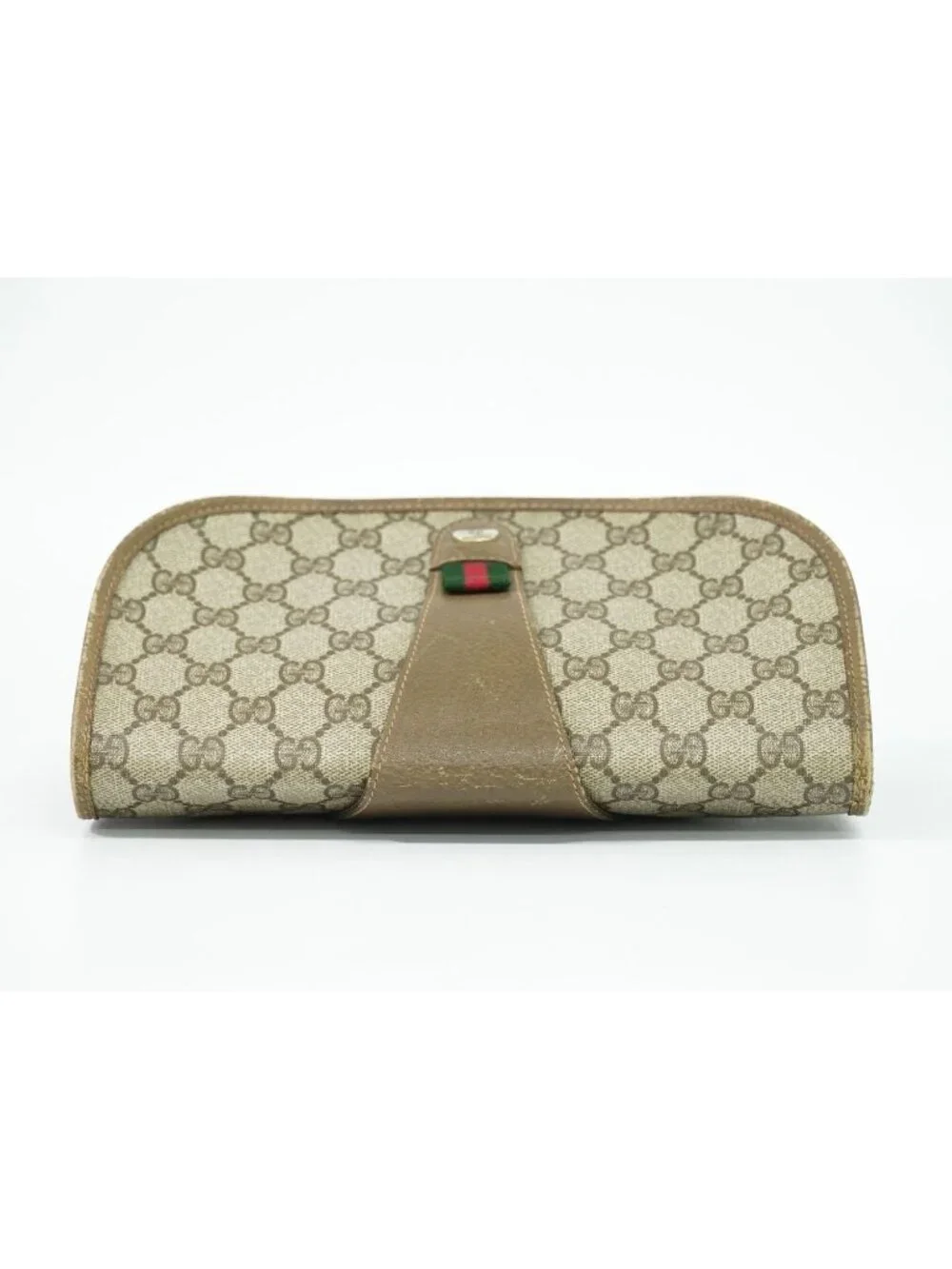 Gucci Vintage Sherry Line GG Supreme Clutch Beige